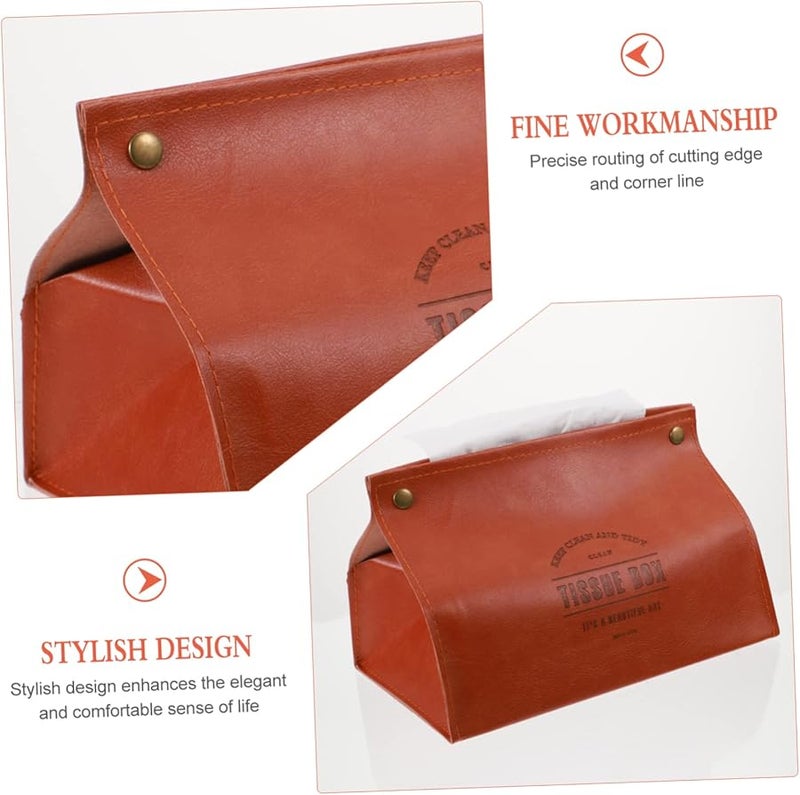 حامل علبة المناديل من الجلد PU الناعم للسيارة والمنزل بتصميم سهل لإعادة التعبئة - Image 5